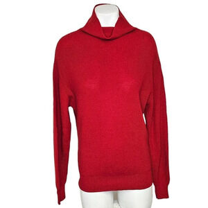 Aritzia Wilfred Mock Neck  Long Sleeve 100% Merino Wool Soft Sweater Red Size XS